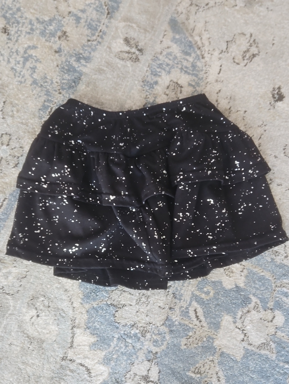 Dori Creations Black Ruffle Skirt with White Paint-Splatter Print